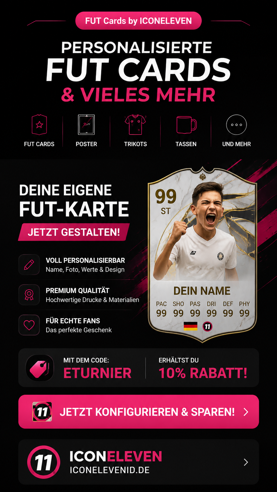 Personalisierte FUT Cards und Fanprodukte von ICONELEVEN