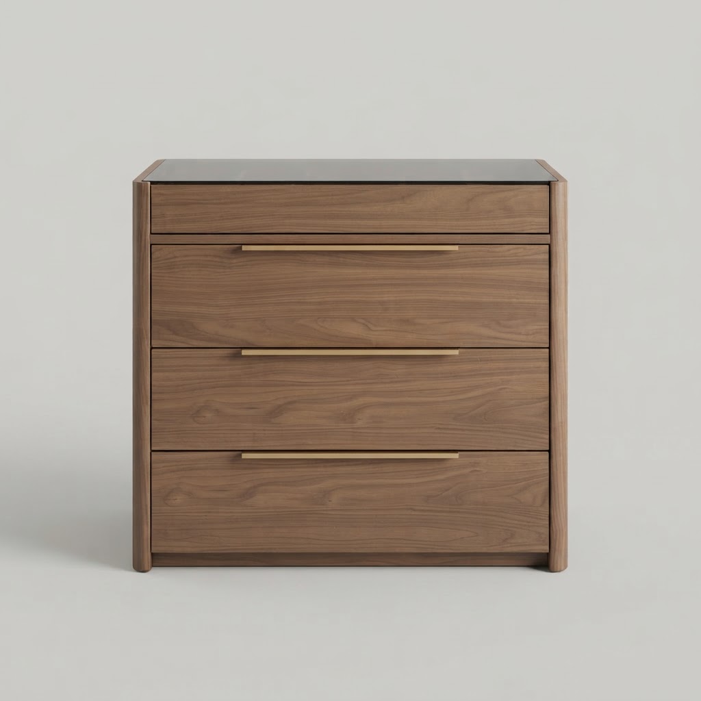 Walnut Chest with Glass-Topped Tray