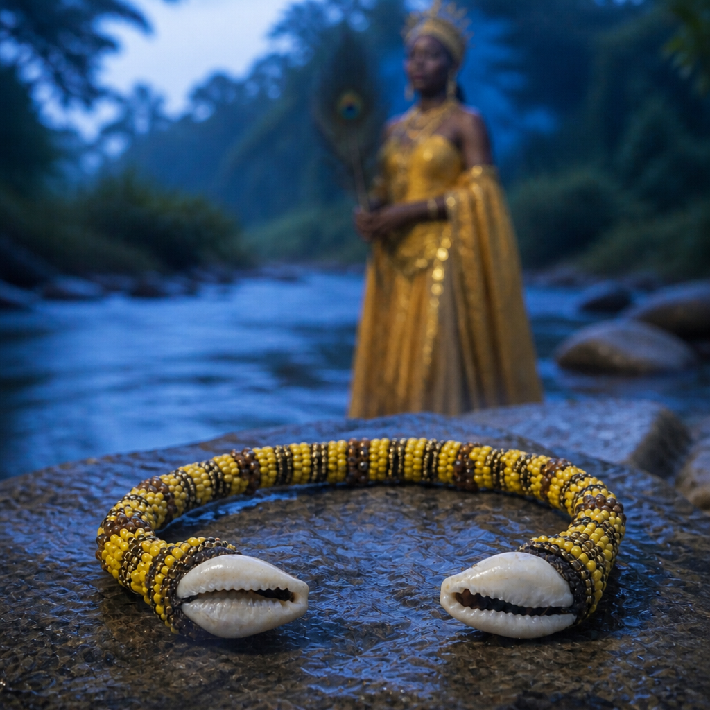 Oshun Ilde Bracelet – Cowrie Shell or Peacock Accent