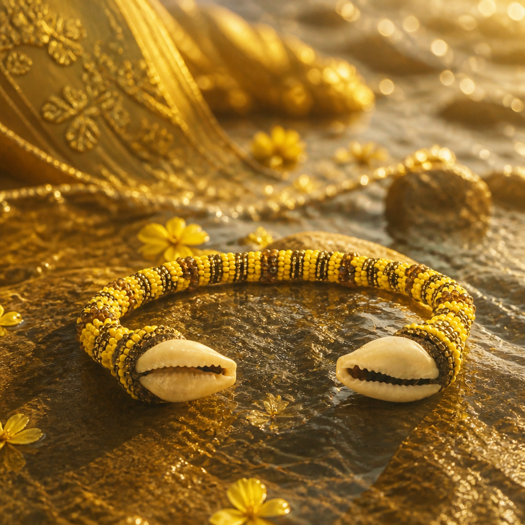 Oshun Ilde Bracelet – Cowrie Shell or Peacock Accent