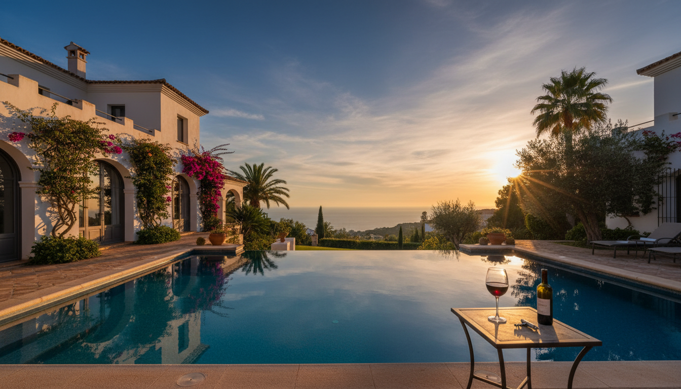 Luxury Mediterranean villa with infinity pool overlooking the Costa del Sol