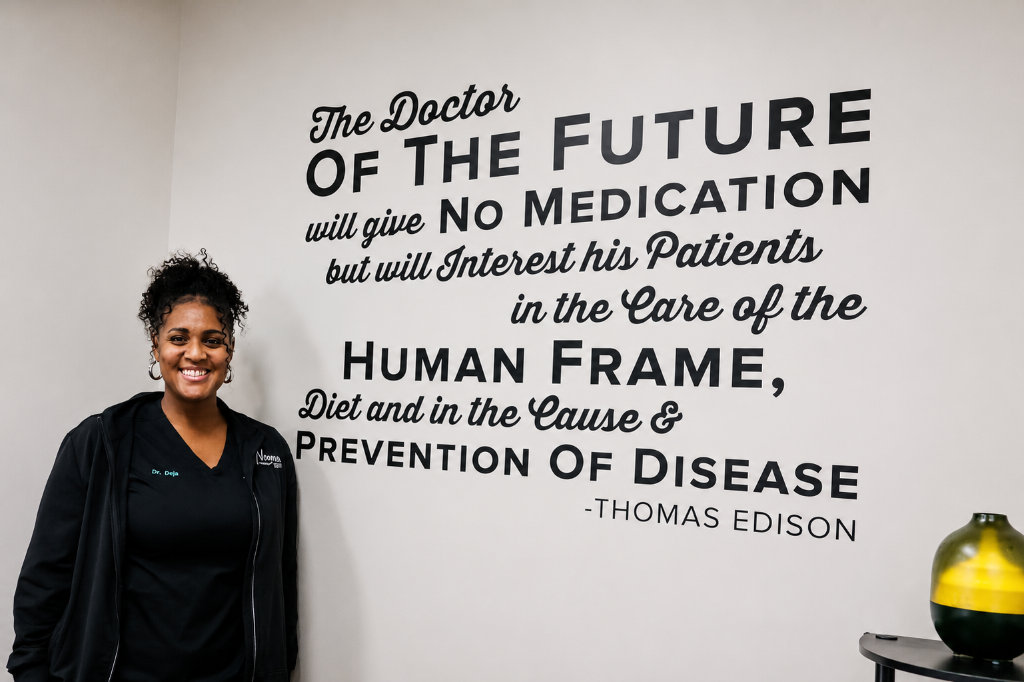 Dr. Deja with patient