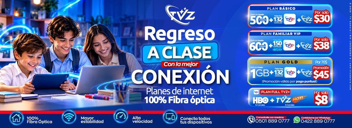 Regreso a clase con planes de Internet de fibra óptica TVZ