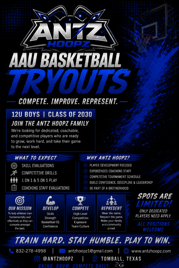 Antz Hoopz AAU Basketball Tryouts Flyer
