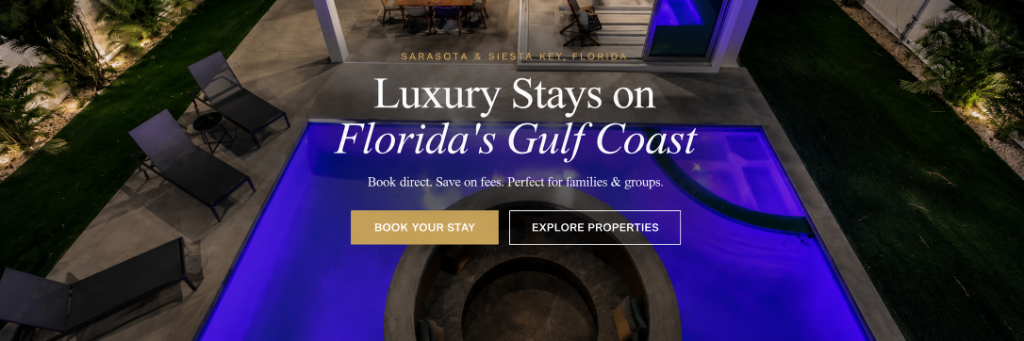 Luxury vacation property with purple ambient lighting