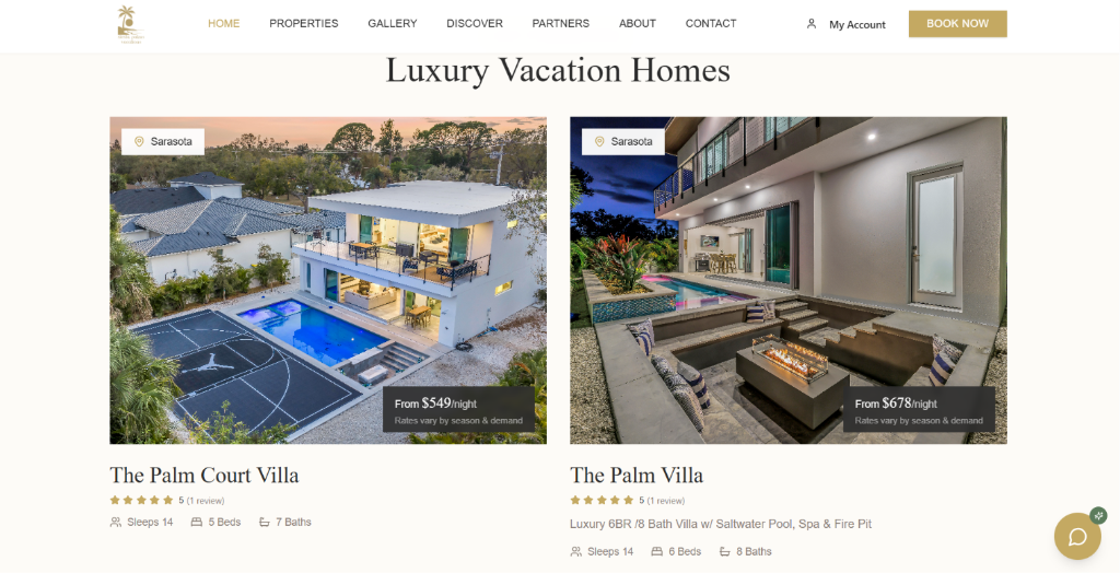 Luxury vacation homes example