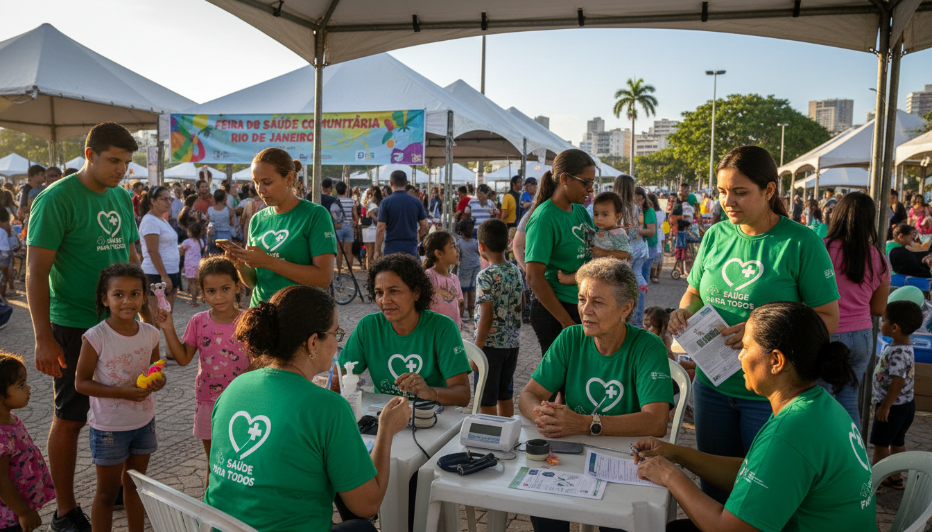 Voluntários da ONG Viva Macaé atendendo a comunidade