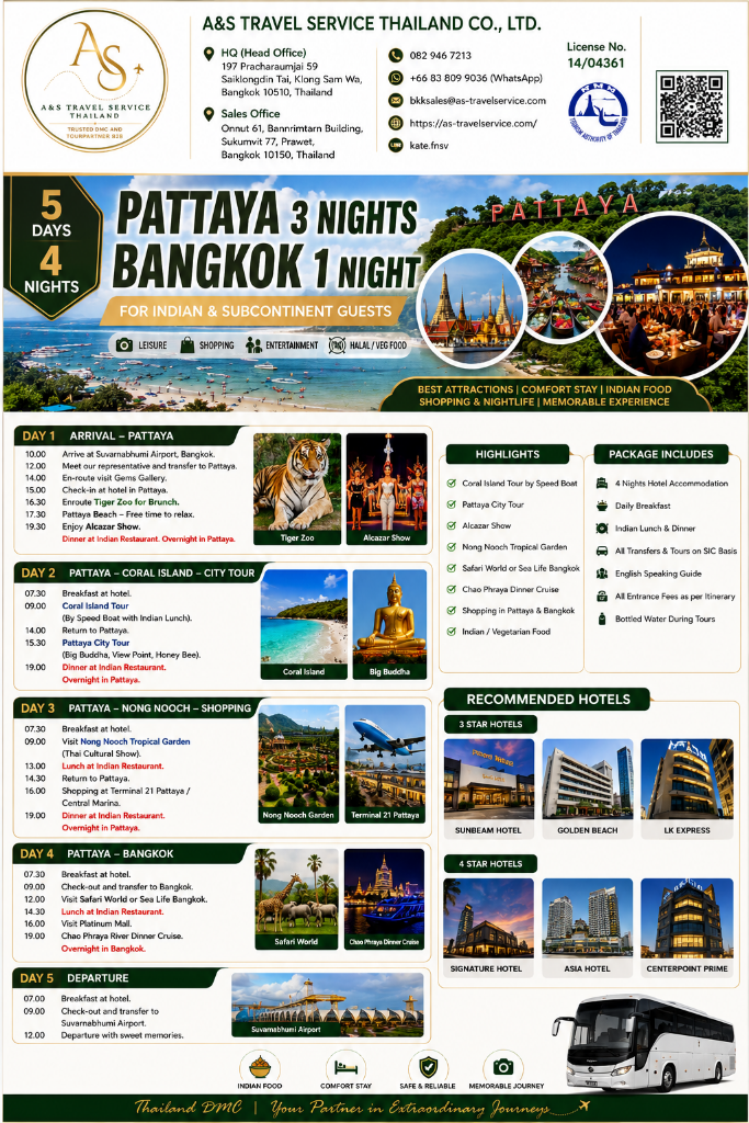 Pattaya 3N + Bangkok 1N