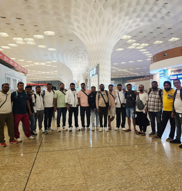 Group Portrait — Airport Terminal Send-off
