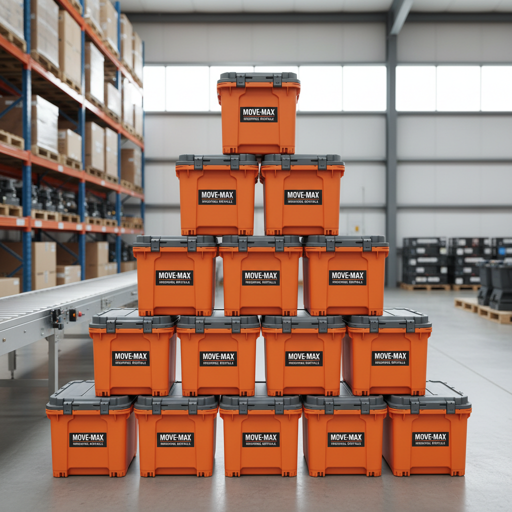 Industrial moving totes stacked