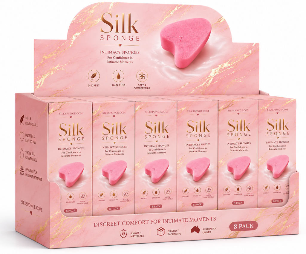Silk Sponge retail display box with 8-pack units
