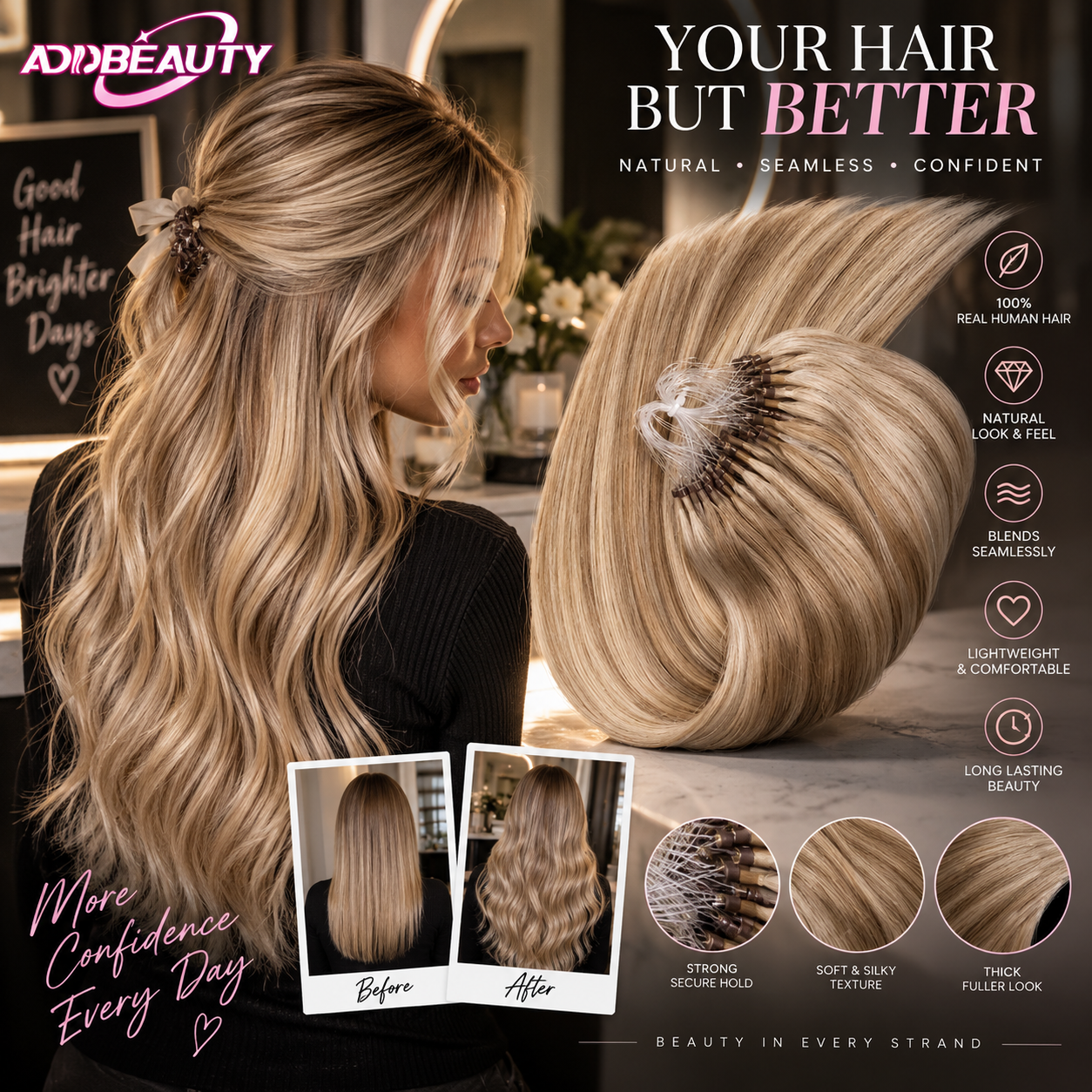 Micro Loop Hair Extension Human Hair Straight Brazilian Remy Hair Extensions for