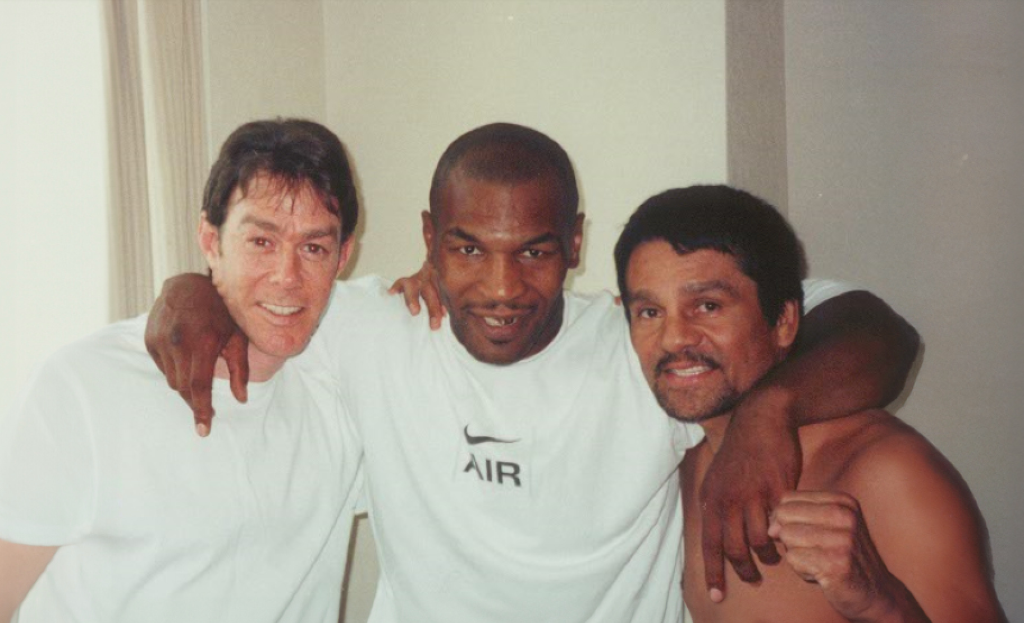 Steve Lockhart with Mike Tyson and Roberto Duran