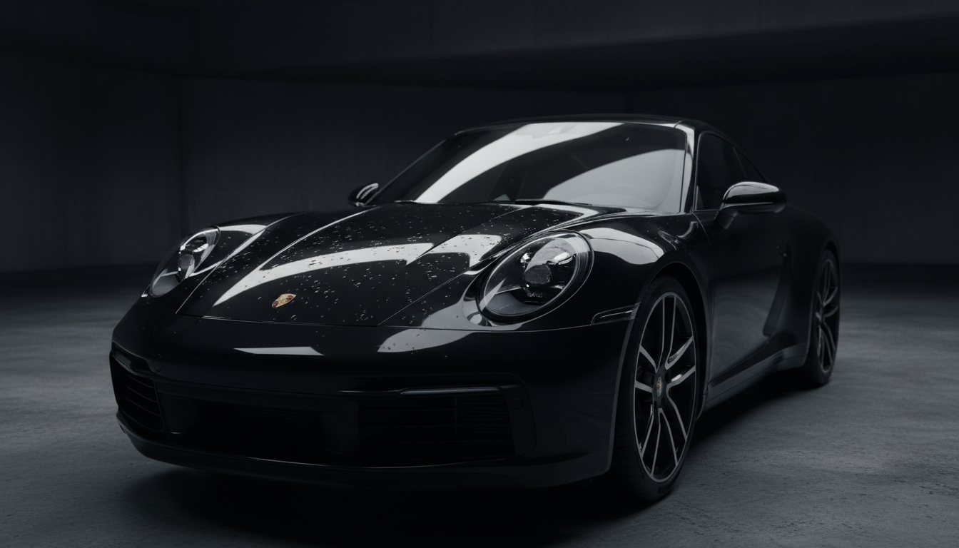 Premium luxury vehicle in dark studio lighting