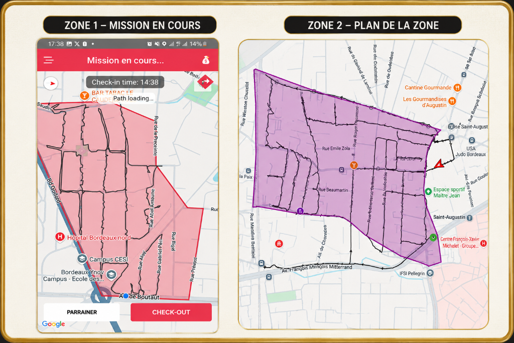 Plan de zone — préparation de tournée, Bordeaux Nord