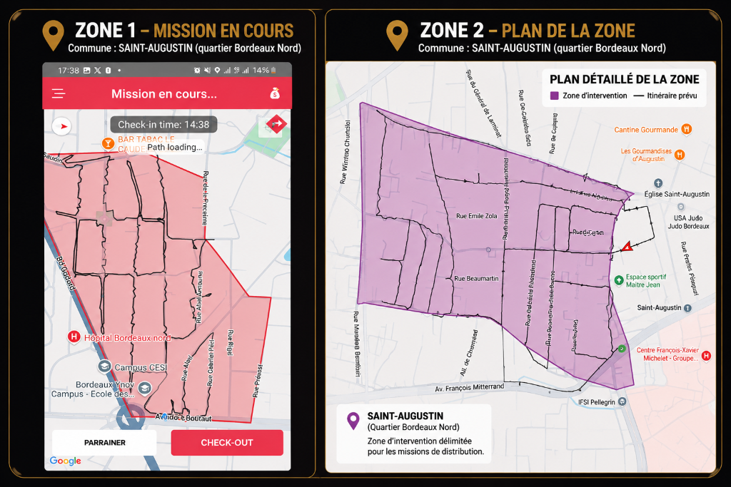 Mission en cours — zone cible Saint-Augustin, Bordeaux Nord