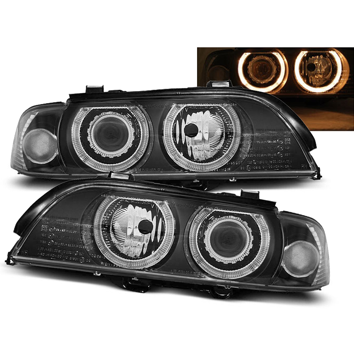 Headlights Angel Eyes Black for BMW E39 (1995-2003)