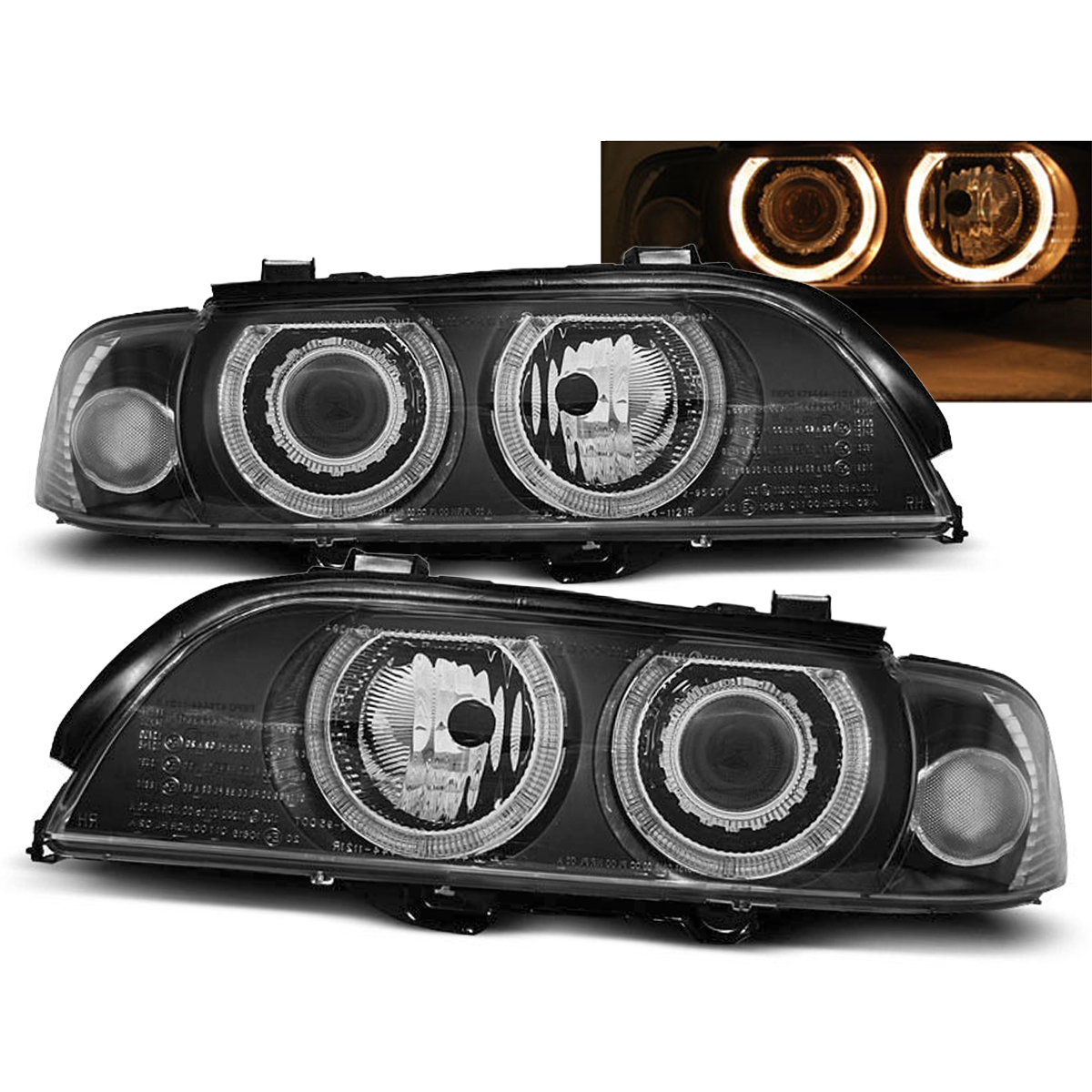 Xenon Headlights Angel Eyes Black for BMW E39 (1995-2003)