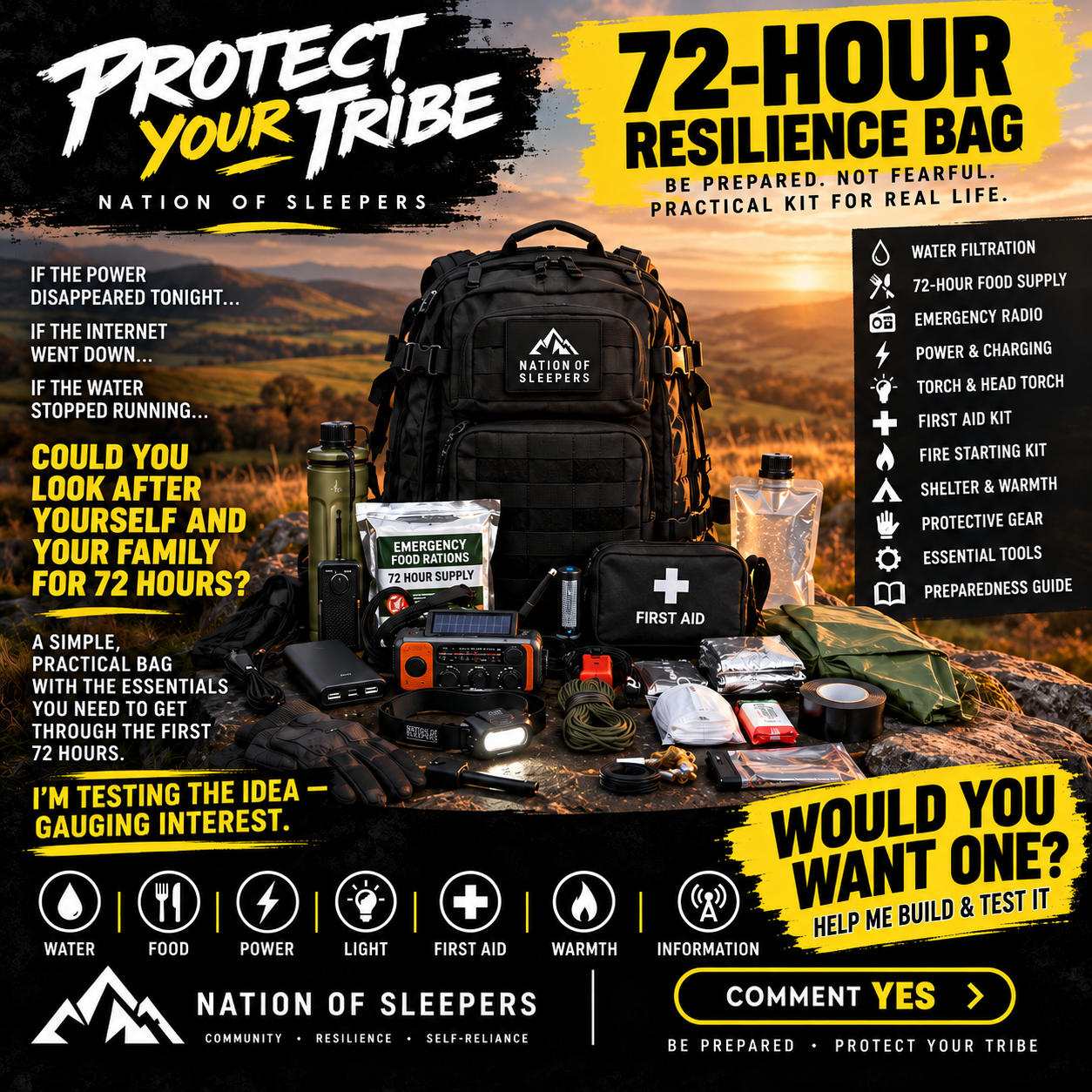 Protect Your Tribe — 72-Hour Resilience Bag