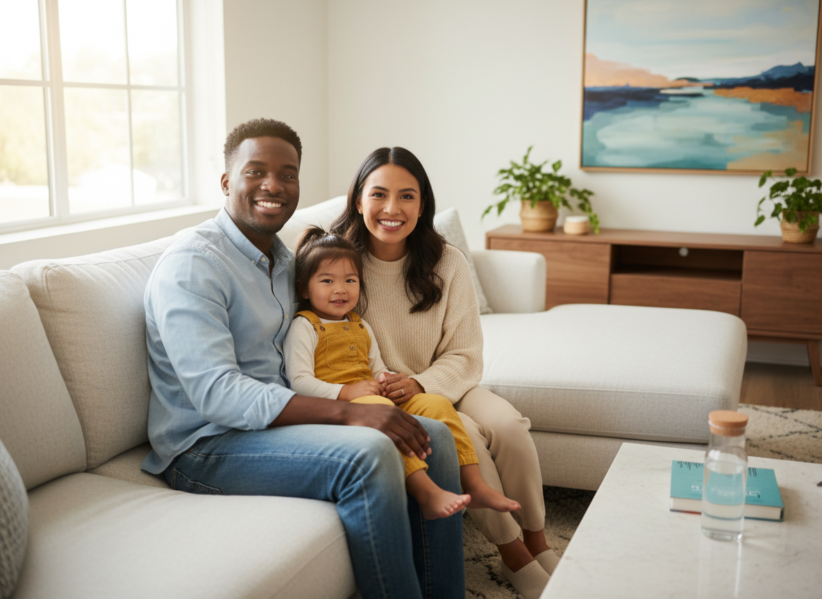 Happy family with health insurance coverage