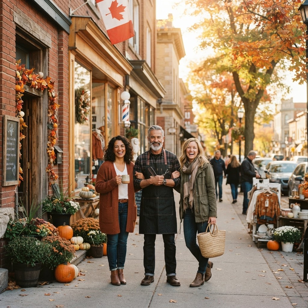 Small business owners in front of their storefronts