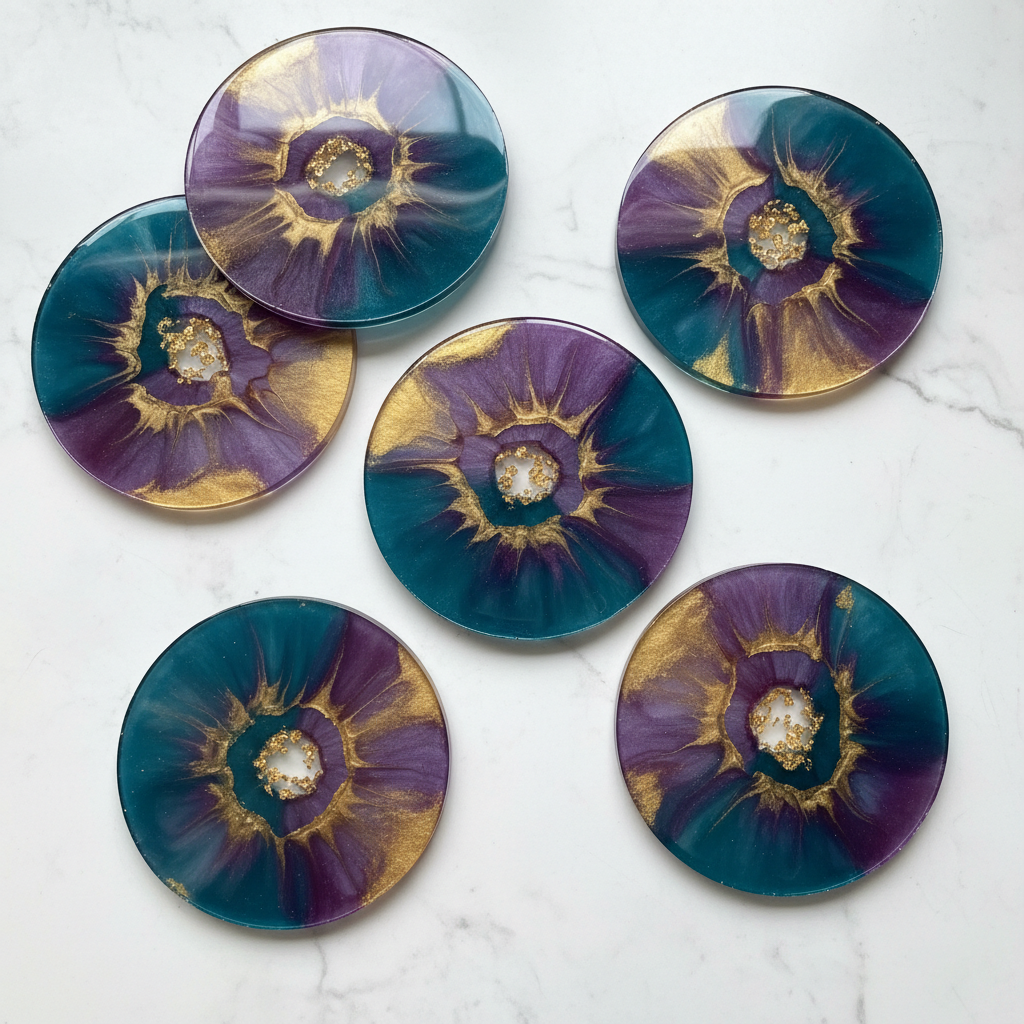 Teal & Gold Coasters