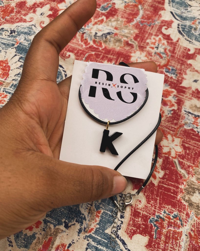 Resin Initial Necklace