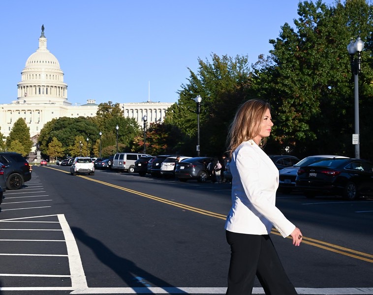 Samantha Karlin walking near the US Capitol