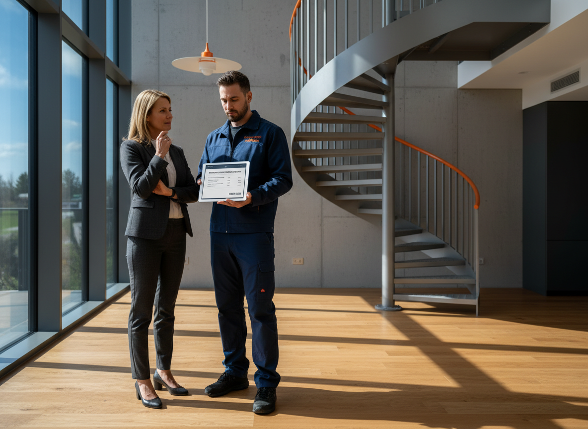 Handwerker erstellt digitales Angebot