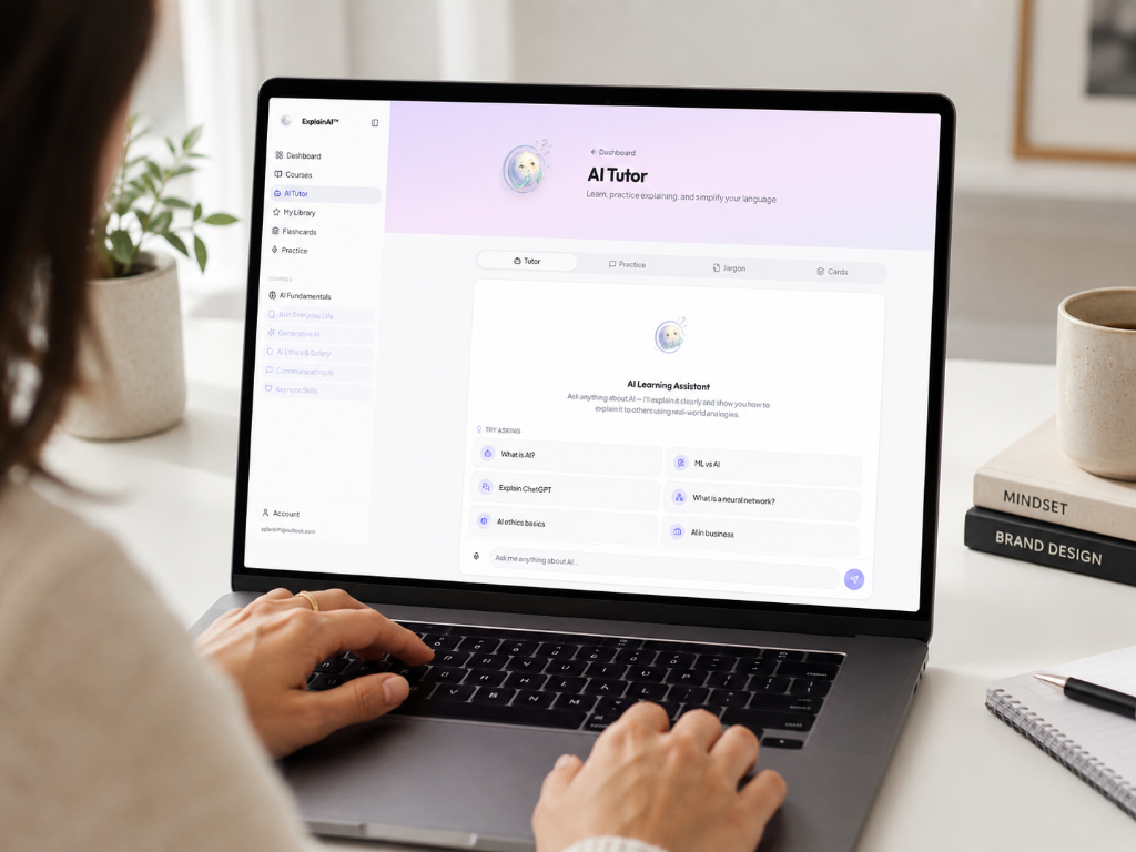 AI Tutor — conversational learning assistant with starter prompts.