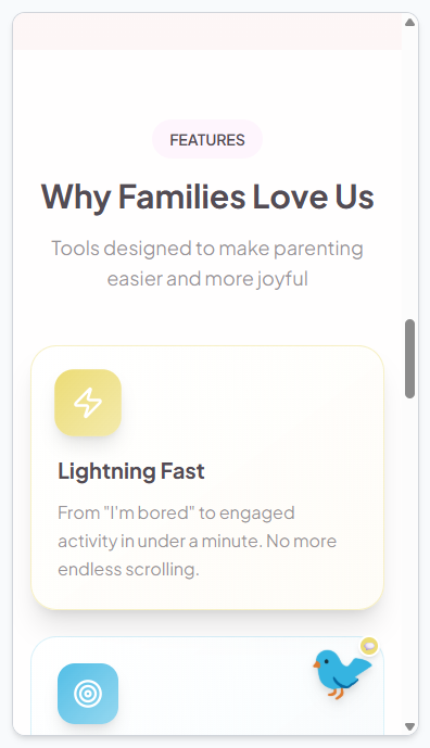 Features overview — Lightning Fast activity suggestions with curated recommendations.