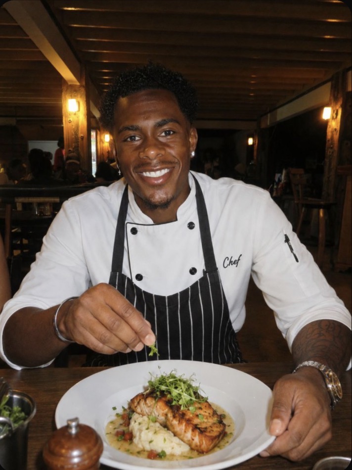 The Footballer Chef with plated dish