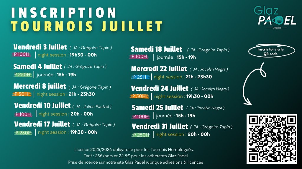 Inscription Tournois Juillet