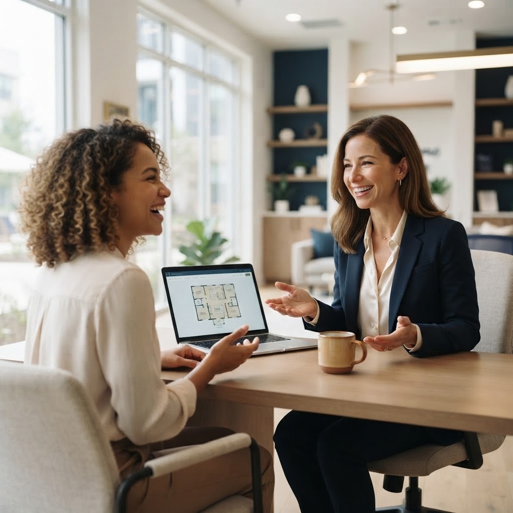 A Charisma customer-service agent talking with a client