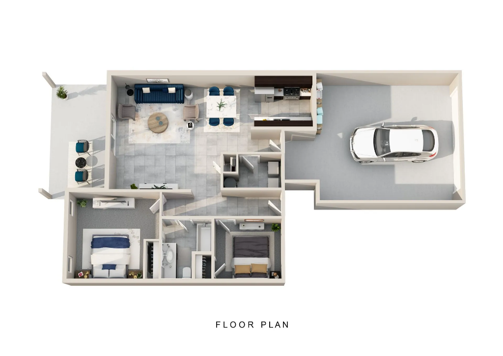 2 Bedroom Townhome layout