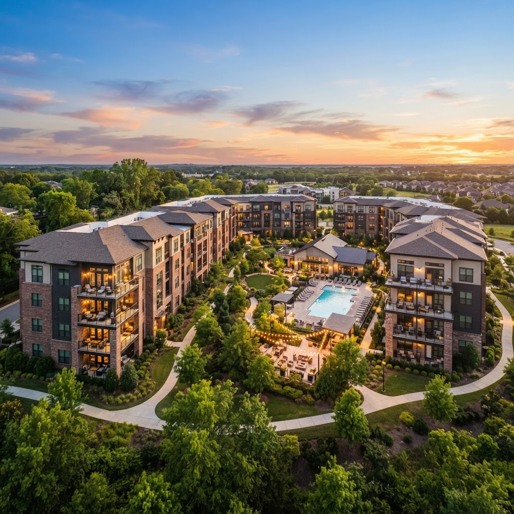 Modern apartment community managed by Charisma Property Management