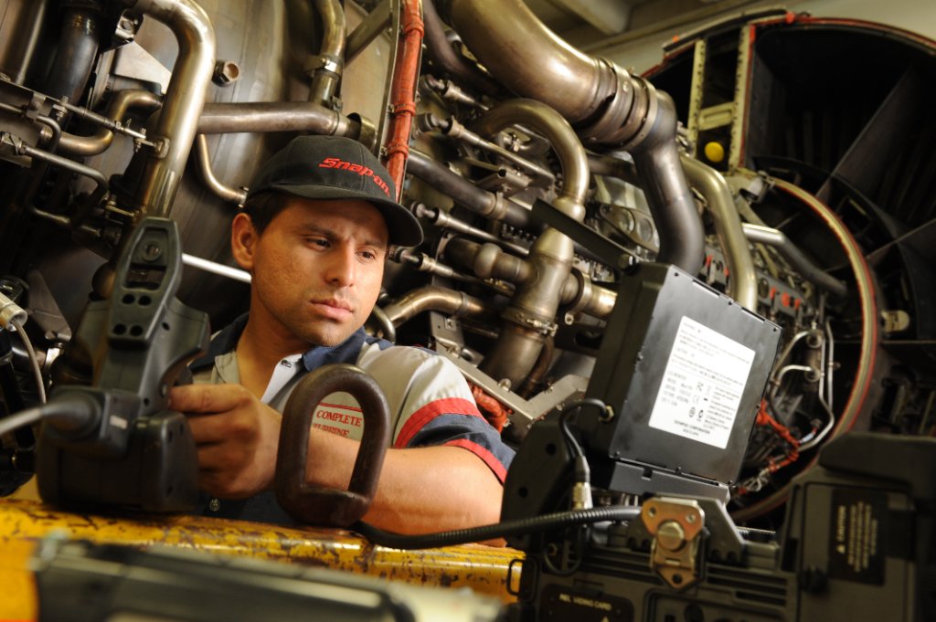 Aviation mechanic at work