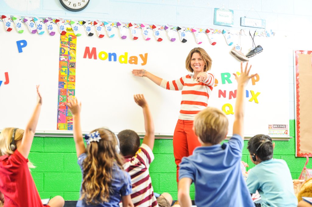 Teacher with students in classroom