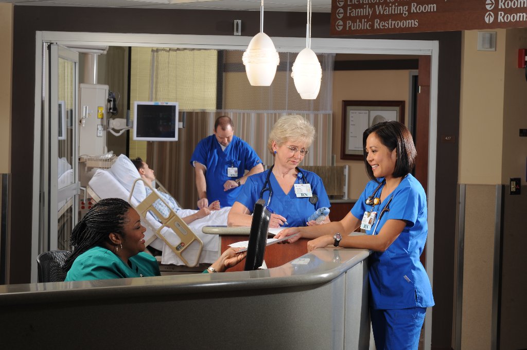 Hospital nursing staff at station