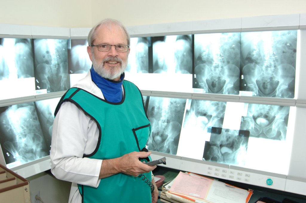Radiologist with X-rays