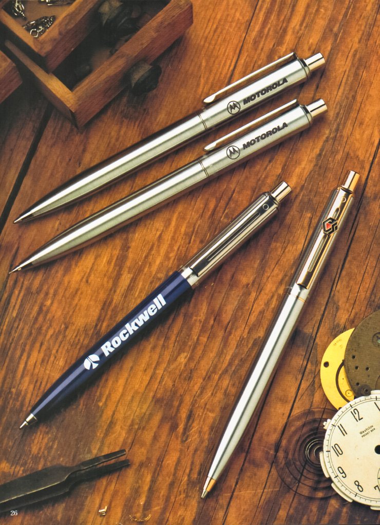 Motorola and Rockwell branded pens product photography