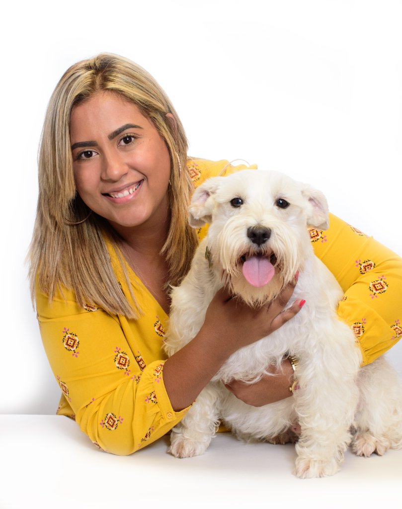 Professional headshot with dog
