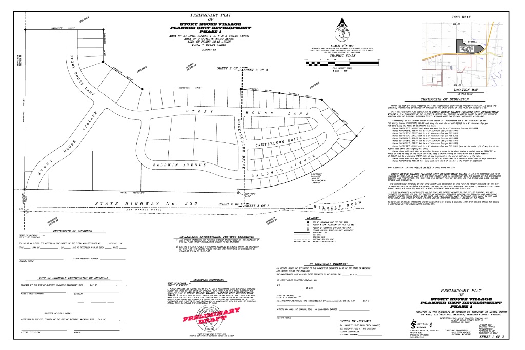 Story House Village Phase 1 Preliminary Plat — Sheet 1 of 3