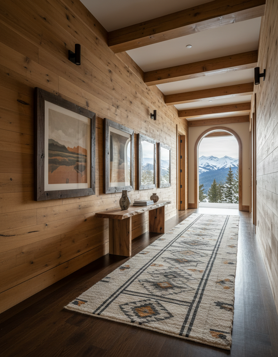 Hallway with wool carpet runner