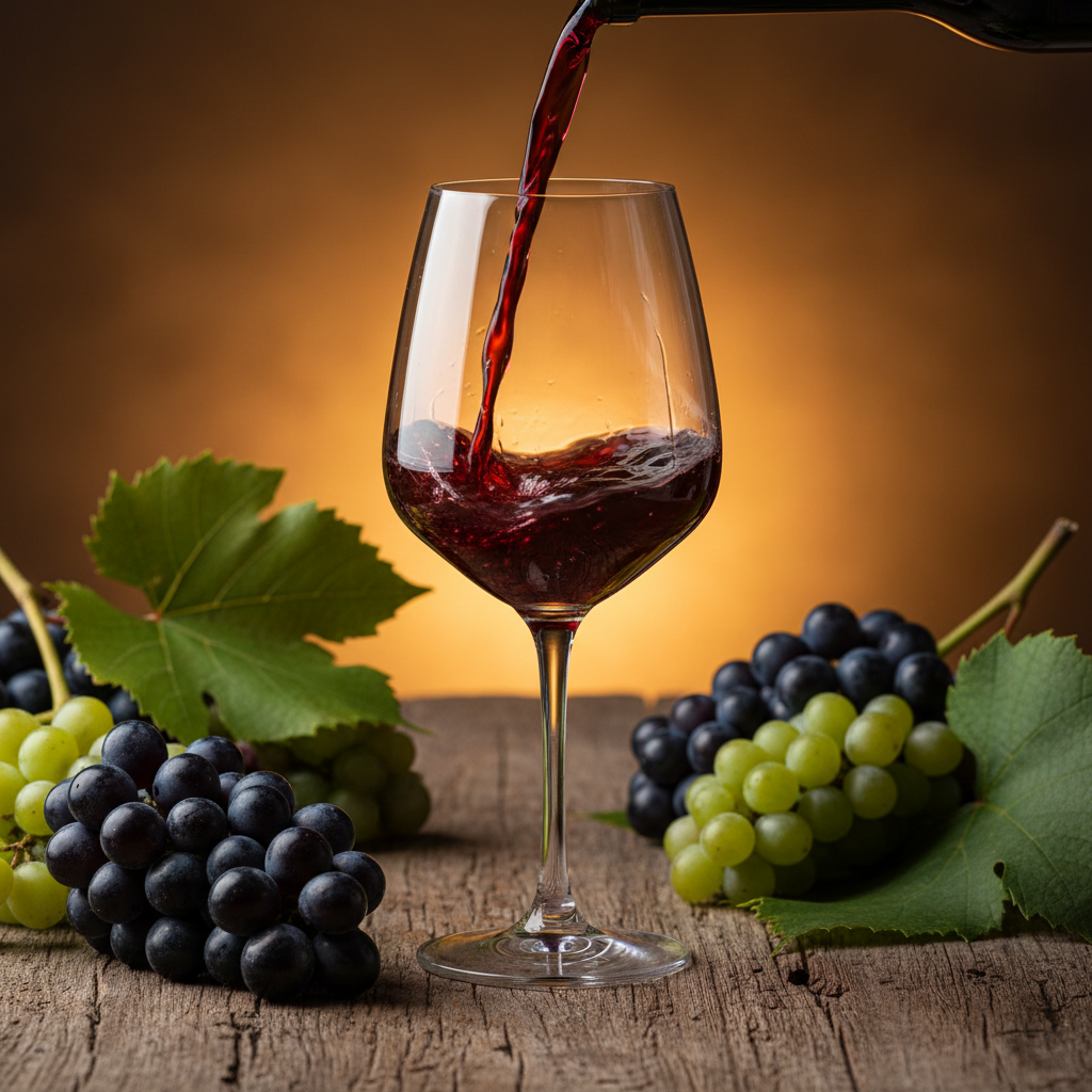 Vinho servido com folhas do cerrado