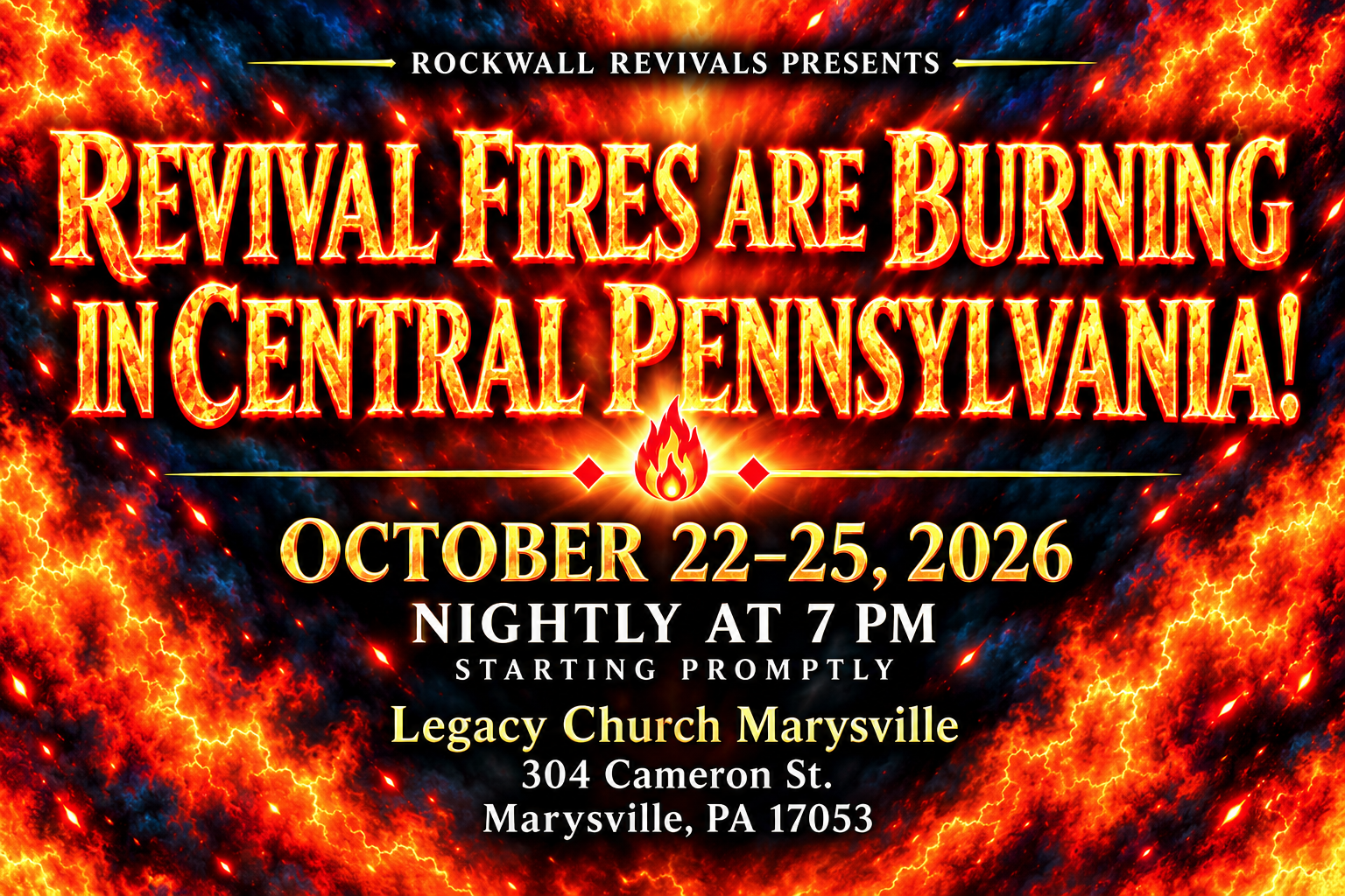 Central Pennsylvania Revival Fires — October 22–25, 2026