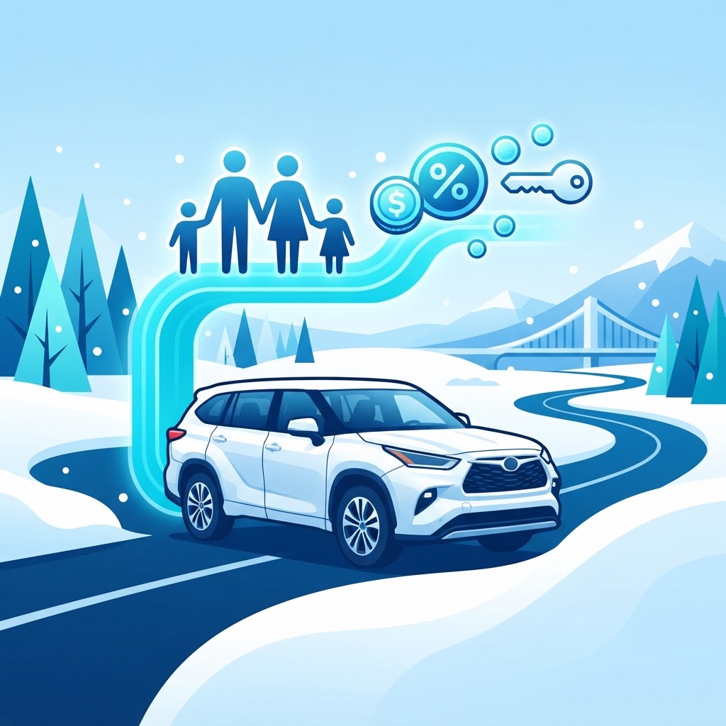 Illustration: Used 8-Passenger Toyota Highlander Quebec — Family Financing