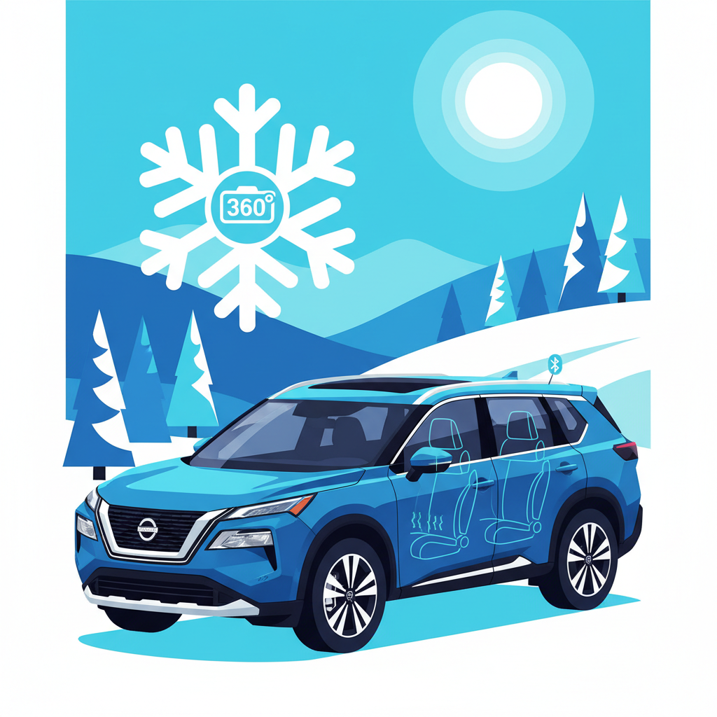Illustration: 2022 Nissan Rogue SV — Bas kilom., Caméras 360, Financement Québec