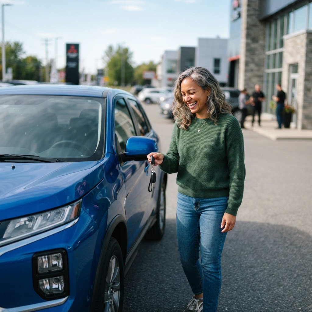 Illustration: Sophie obtient un financement 2e chance pour un Mitsubishi RVR 2027