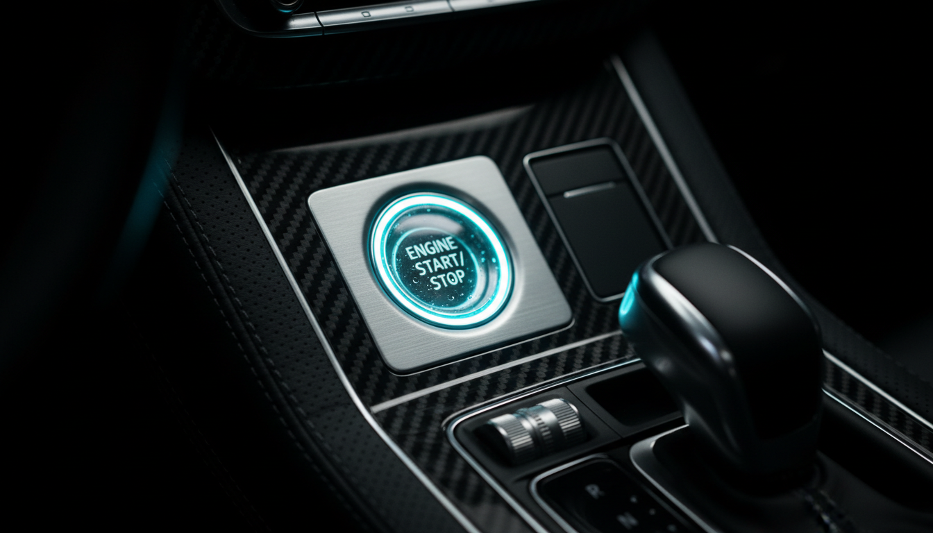 Luxury car dashboard with blue glow